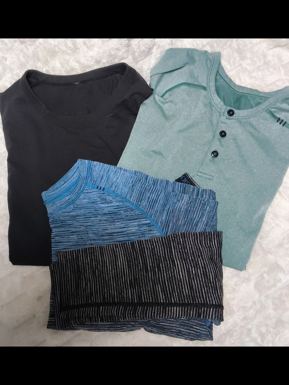 lululemon athletica Men's Tops - Black, Teal, Blue LOT of 3, Sz M 2 Short 1 Long